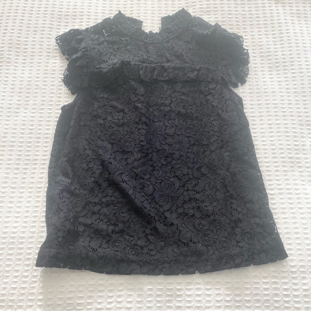 Ann Taylor black lace short sleeve blouse size Medium